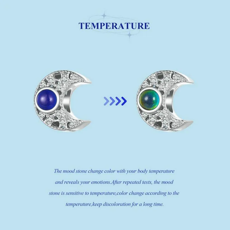 925 Sterling Silver Temperature Sensitive Moon Bead Bracelet