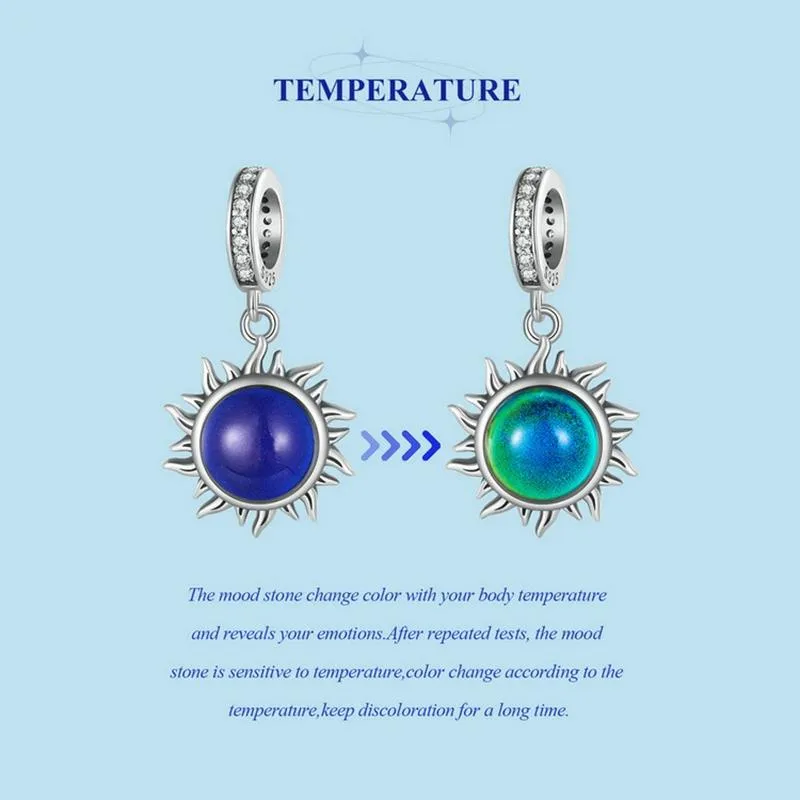 925 Sterling Silver Zircon Sun Pendant Temperature Sensitive
