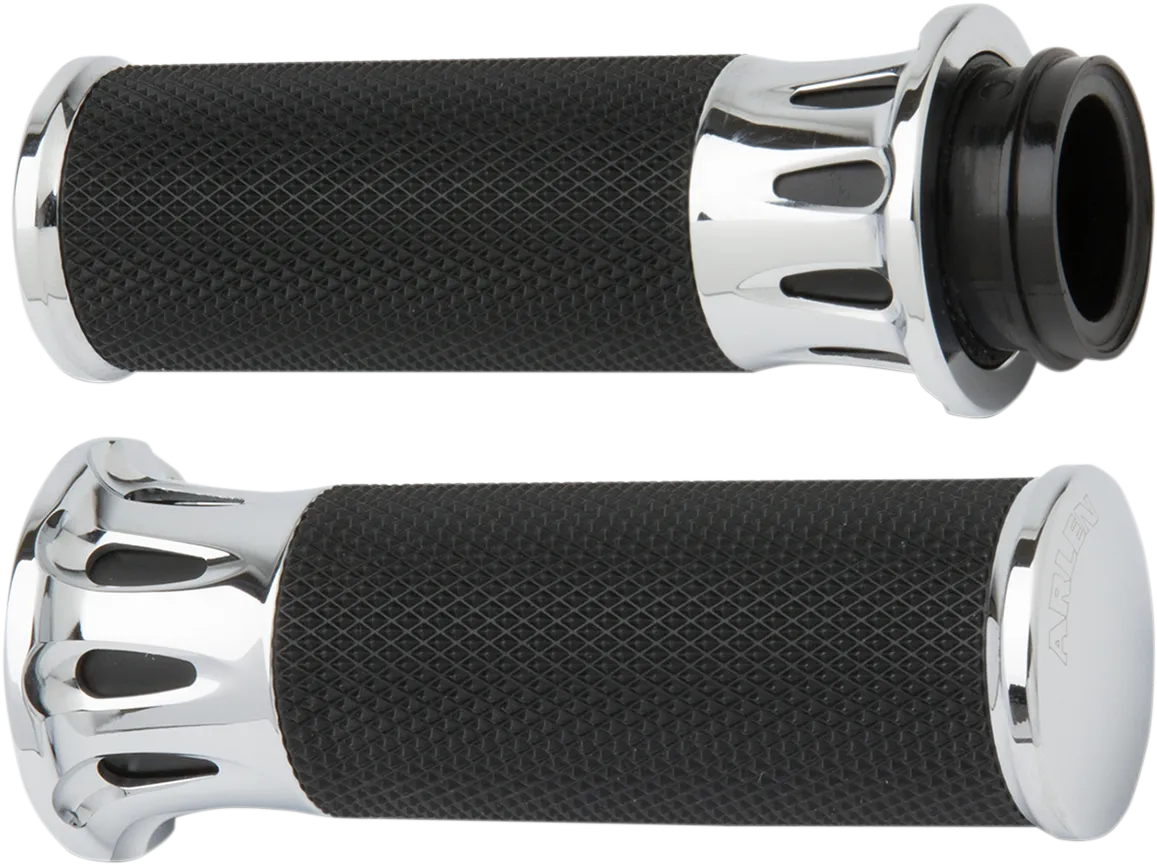 ARLEN NESS Grips - Deep Cut - Cable - Chrome 07-316