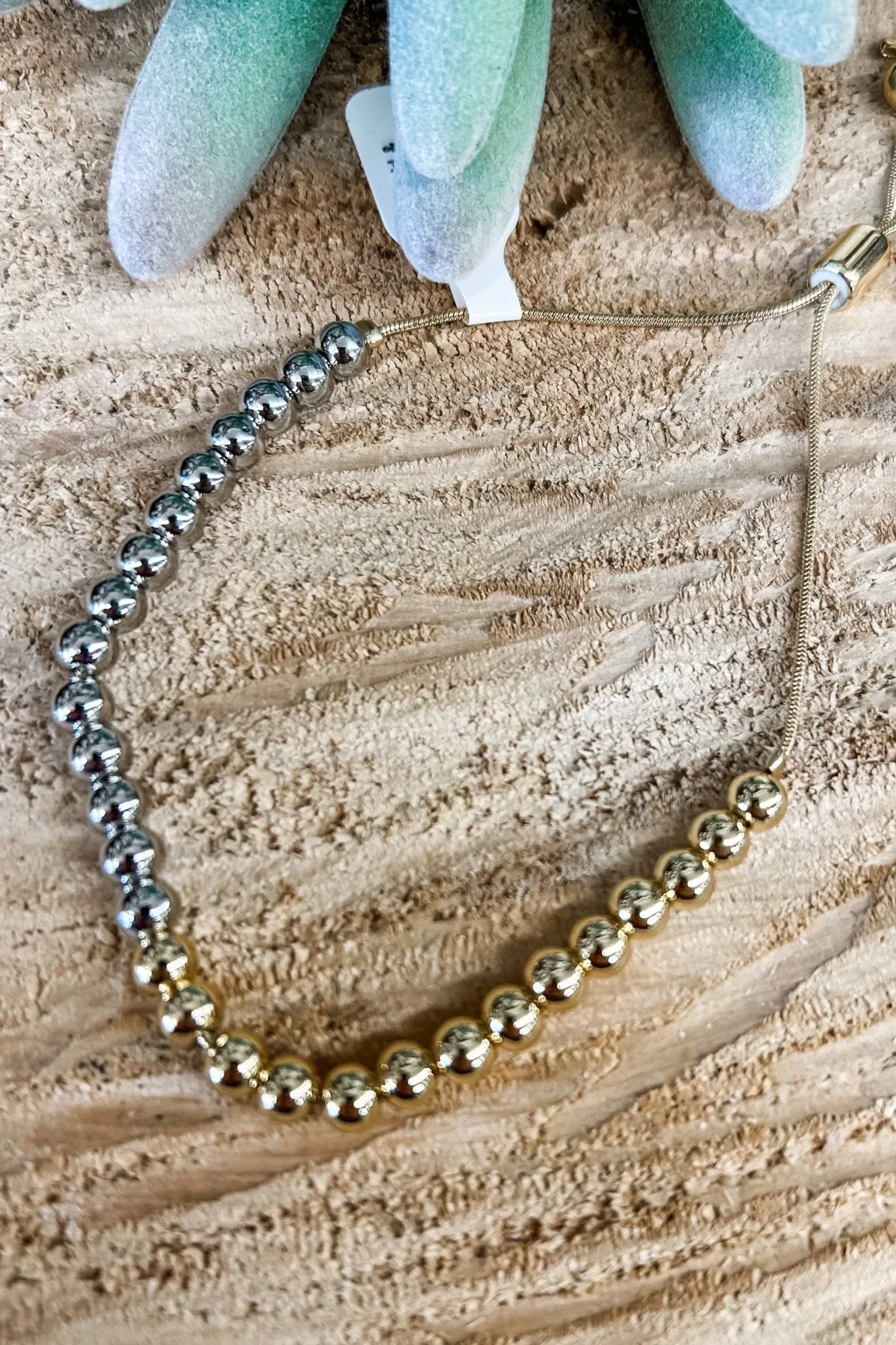 Duality Gold & Silver Beaded Adjustable Bracelet