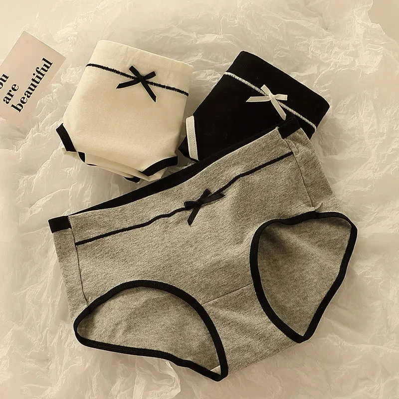Female Pure Cotton 3pcs Breathable Full Cotton Crotch Waist Tightening Student Girl Underwear