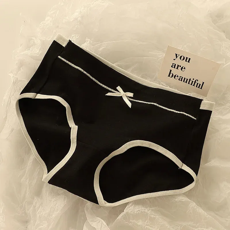 Female Pure Cotton 3pcs Breathable Full Cotton Crotch Waist Tightening Student Girl Underwear