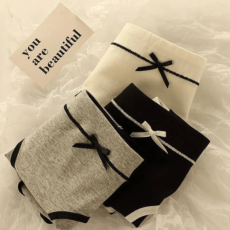 Female Pure Cotton 3pcs Breathable Full Cotton Crotch Waist Tightening Student Girl Underwear