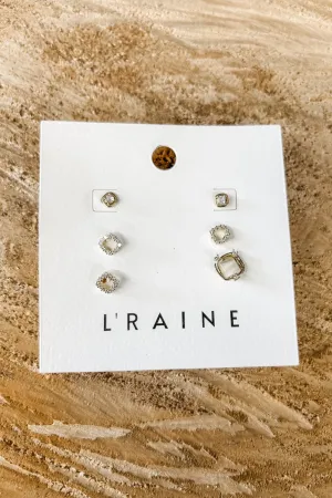 Halo Trio Gold Dipped Earring Set