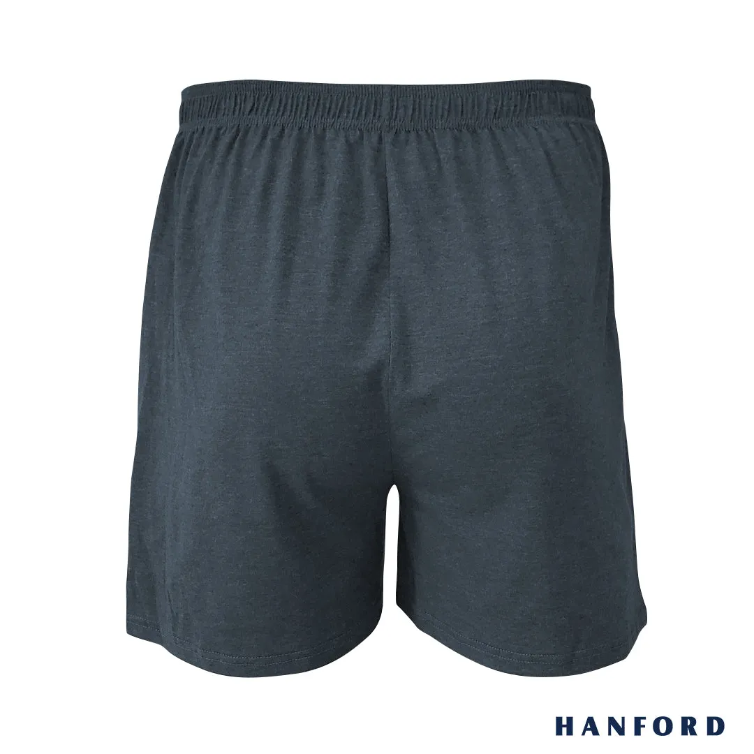 Hanford Men Premium Cotton Knit Lounge/Sleep/Boxer Shorts - Carib/Dark Shadow (Single Pack)