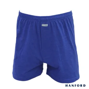 Hanford Men Premium Cotton Knit Lounge/Sleep/Boxer Shorts - Carib/True Blue/Denim (Single Pack)
