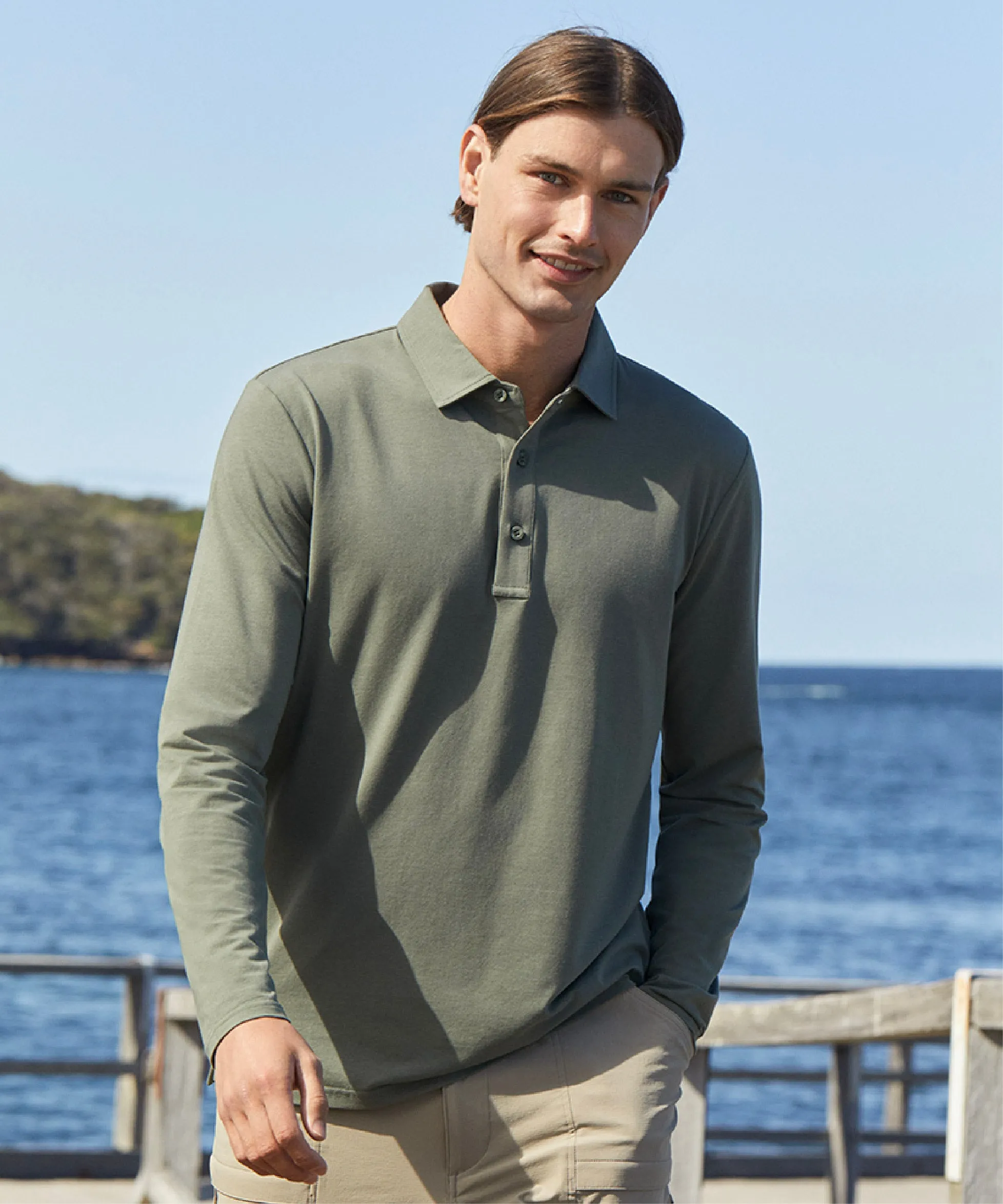 Long Sleeve Polo Shirt UPF 50  Active Collection