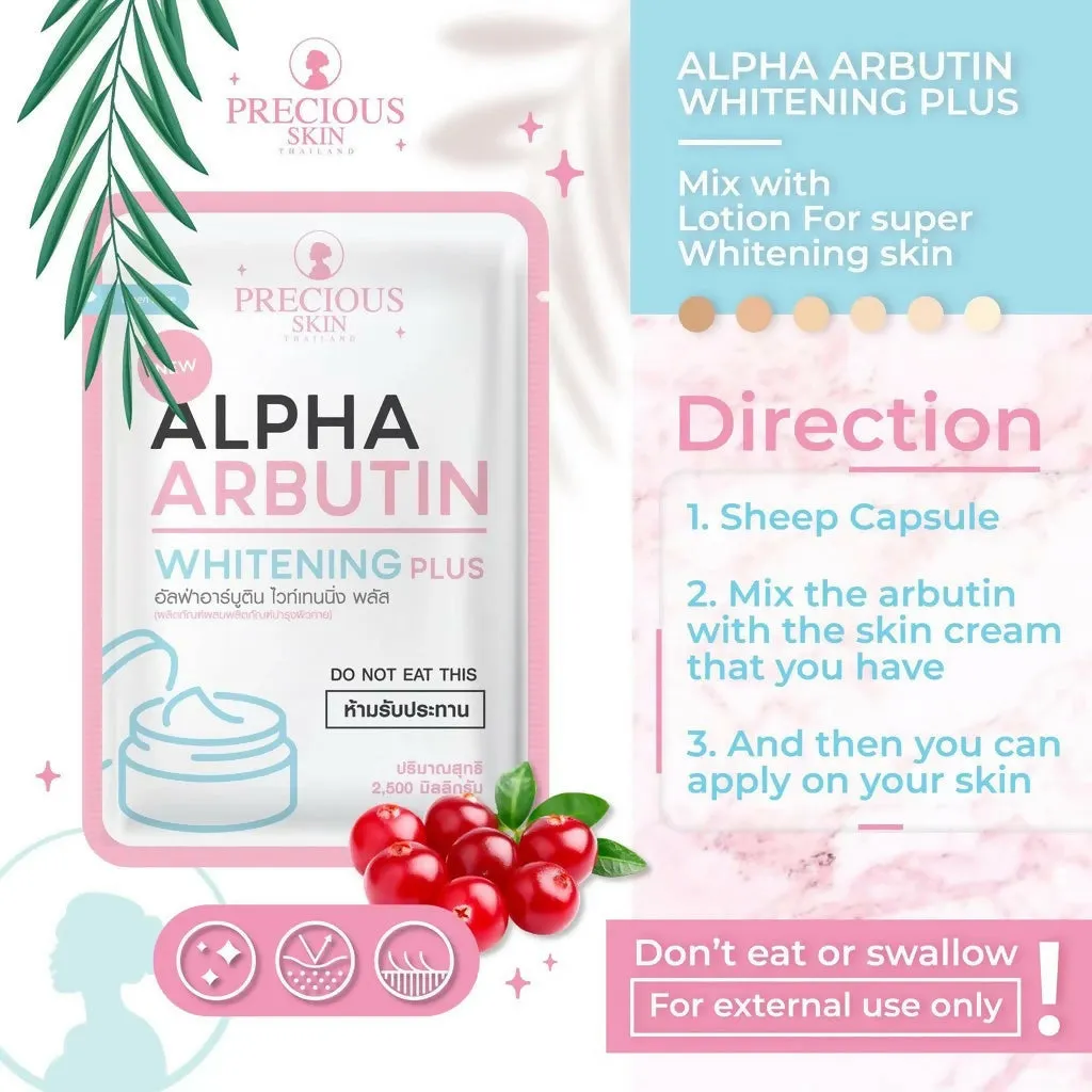 Precious Skin Thailand Alpha Arbutin Whitening 3 Plus / Powder Pemutih Badan / Bubuk Lotion 2500mg