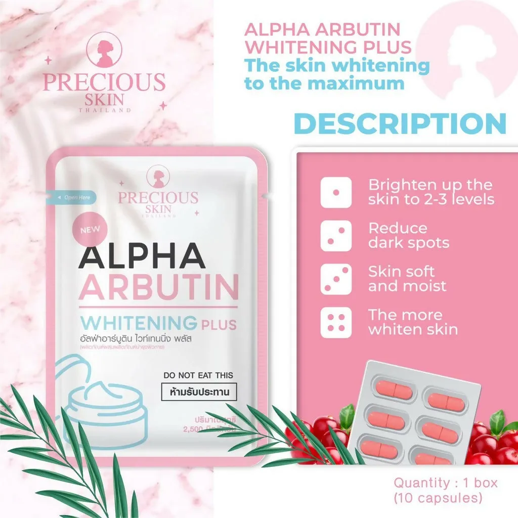 Precious Skin Thailand Alpha Arbutin Whitening 3 Plus / Powder Pemutih Badan / Bubuk Lotion 2500mg