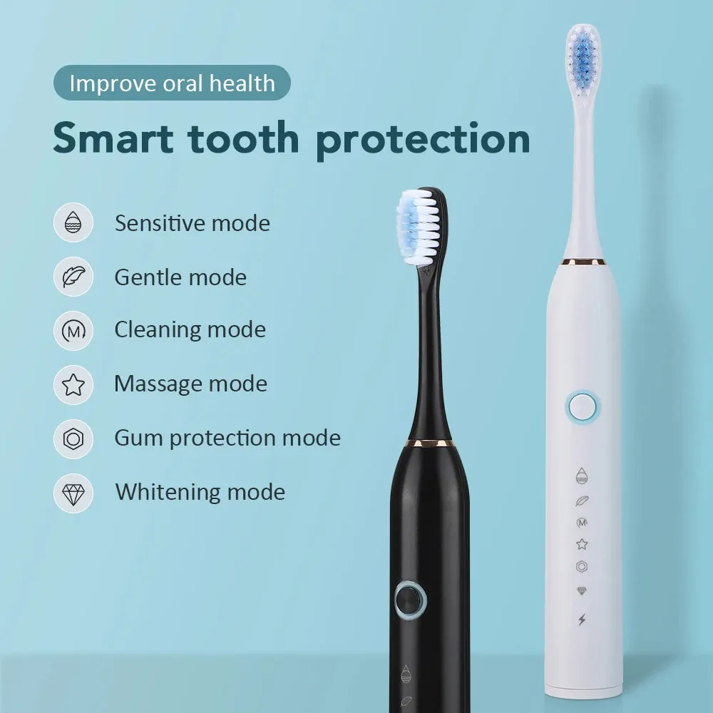 Rechargeable Sonic Electric Toothbrush with 6 Modes, Tartar Remover & Whitening Tool