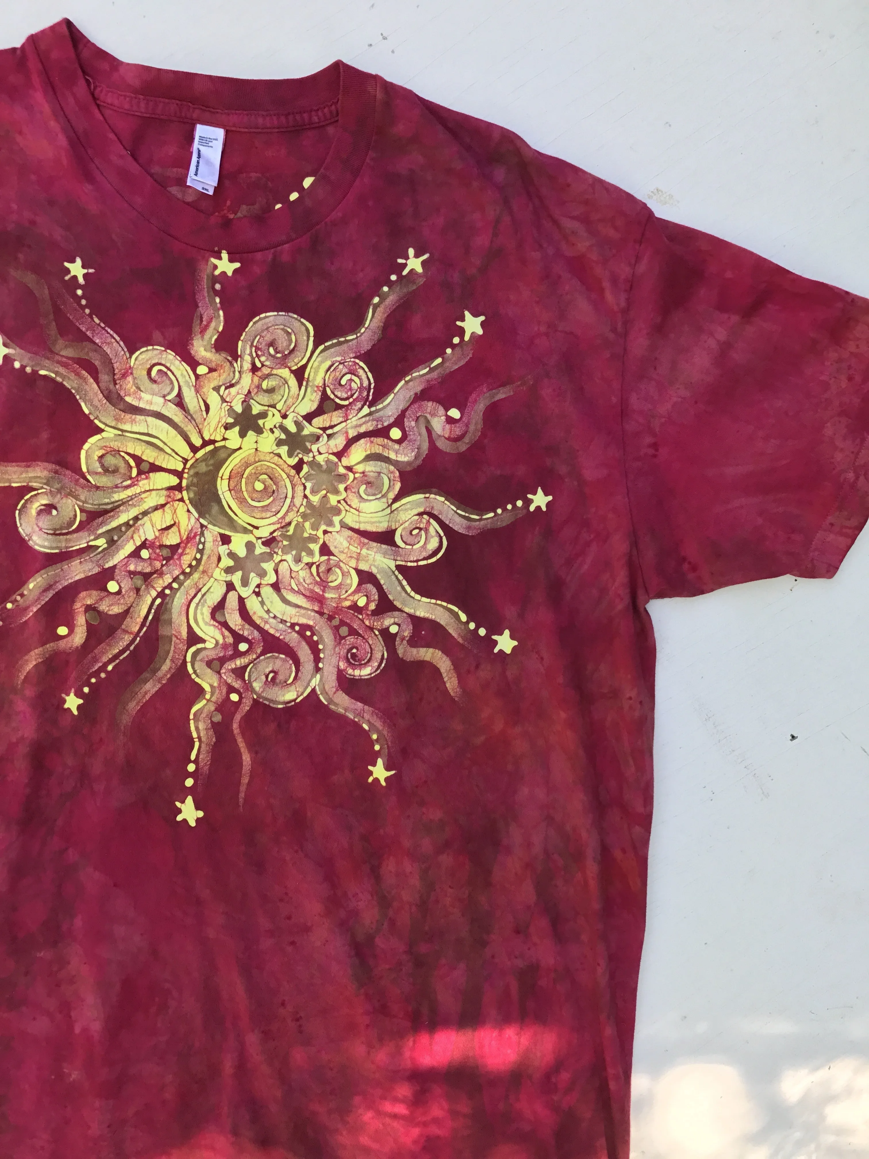 Sunset Red Handmade Batikwalla Tshirt - Size 2X