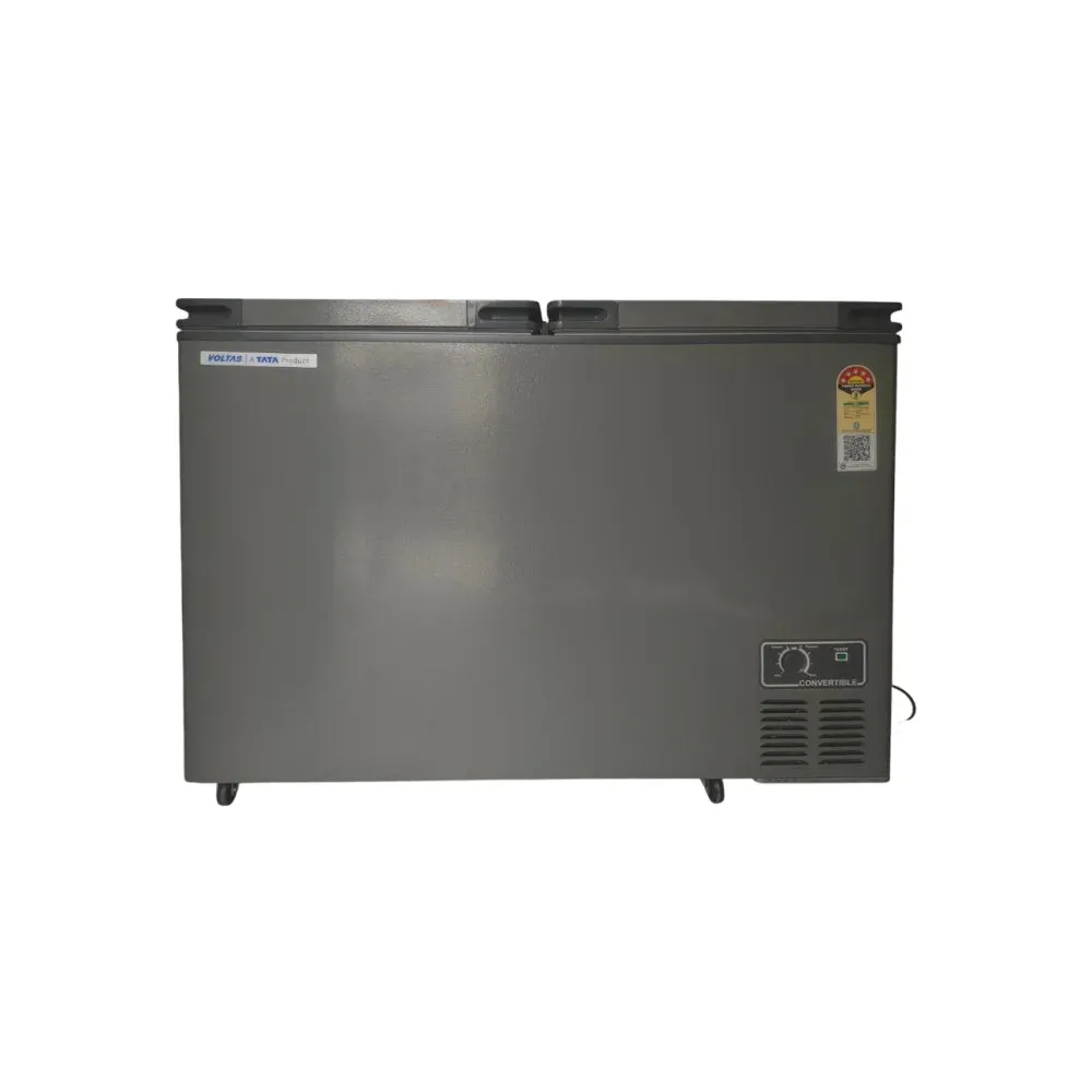 Voltas CVF460 DA5-W-PL 460 L 5 Star Hard Top Deep Freezer with Dual Door, R-290 Refrigerant, Castor Wheels & Lock  White